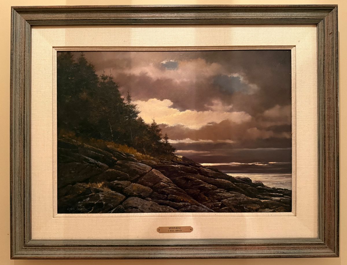"Moonrise," Oil on Masonite, Signed A. Hale Johnson
