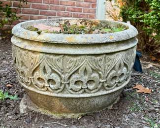 Cement Planter with Fleur di Lis Design