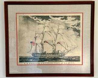 "U.S. Frigate Constitution of 44 Guns" Signed Etching