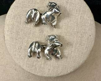 Sterling Silver Bulldog Cufflinks