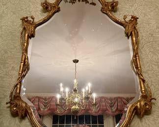 Friedman Brothers Chinese Chippendale Ornate Gold Gilt Mirror 