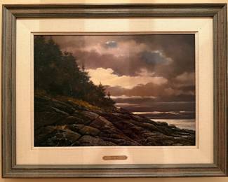 "Moonrise," Oil on Masonite, Signed A. Hale Johnson