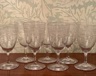 (7) Etched Wine Glasses