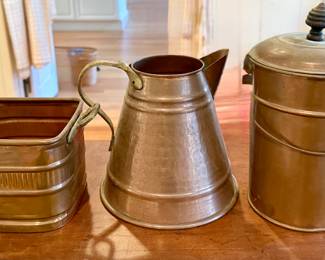 Copper Planter, Pitcher & Covered Bucket