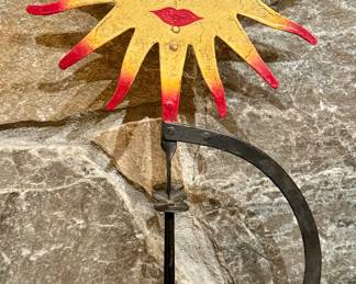 Cast Metal Kinetic Sun Sculpture