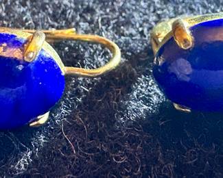 14K Gold & Blue Stone Earrings
