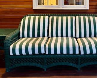 Wicker Sofa & Wicker Side Table