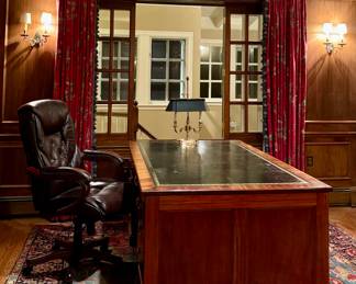 Partners Desk with Double Bank of Drawers & Ledger Compartment with Leather Top (c. 1890 - 1910)