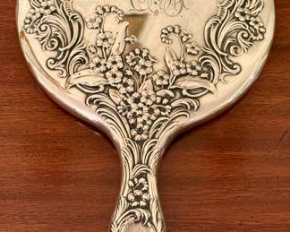 Monogrammed Vintage Sterling Silver Mirror