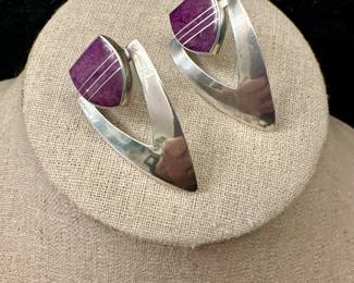 Sterling Silver & Purple Stone Earrings