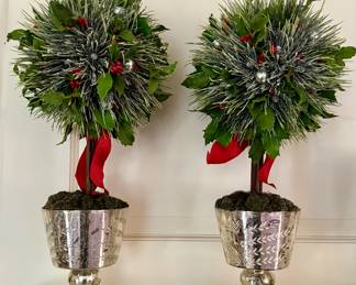 (2) Holiday Topiaries 