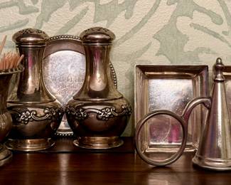 Sterling Silver Toothpick Holder, Salt & Pepper Shakers, Trays & Candle Snuffer