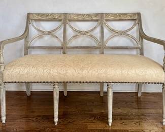 Antique French Hand Painted Settee, late 19th, early 20th c