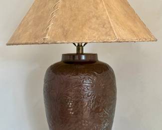 Copper Lamp with Leather Shade