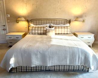 Upholstered Brown, Tan and White King Bed