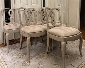 (6) French 20th C. White Glazed Dining Chairs