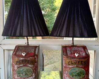(2) Antique Spice Container Lamps