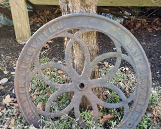 Vintage Metal Coffee Wheel Yard Art