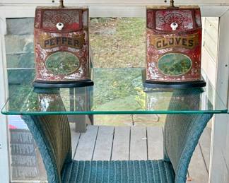 Wicker & Glass Side Table