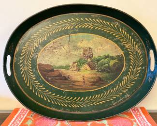 Antique Hand Painted Tole Tray