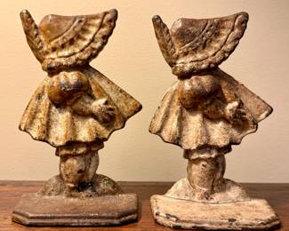 Antique Cast Iron Girl Door Stops