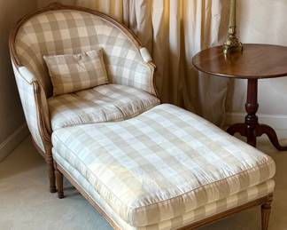 Upholstered Down Armchair & Ottoman