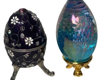 Bullicante Art Glass Egg and Trinket Box 