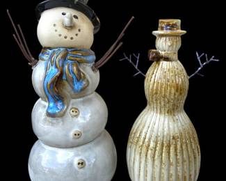 Salt Glazed Ceramic Snowmen 