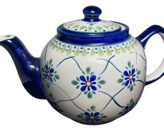 Polish Blue Floral Teapot 