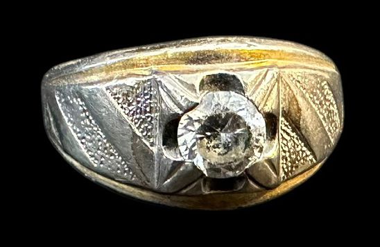 14k Gold Plated Signed Mens Cocktail Ring