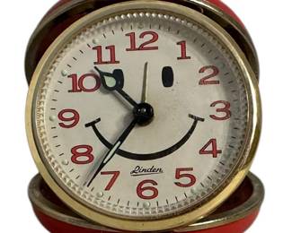 Vintage Smiley Face Travel Alarm Clock 