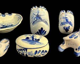Collection of Vintage Blue Delftware 