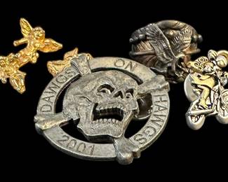 Sterling Eagle Ring Biker Brooches 