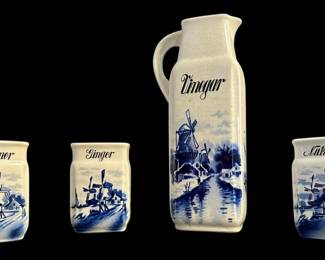 Vintage Inge Delft Windmill Canister Set 