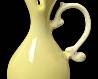 Vintage Pale Yellow Glazed Ceramic Pitcher 