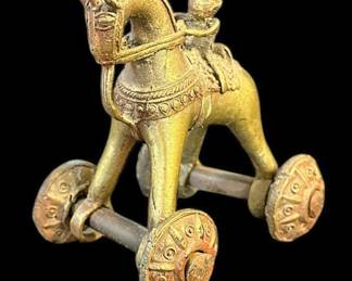Vintage Indian Brass Temple Toy Horse 
