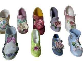 Rainbow of Porcelain Shoe Figurines 
