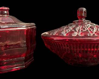 Vintage Indiana Glass Ruby Red Candy Dishes 