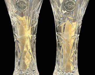 Two Lenox Crystal Star Vases 