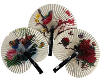 Vintage Chinese Paper Hand Fans 