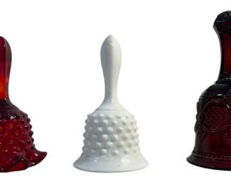 Three Glass Bells Hobnail  Avon 