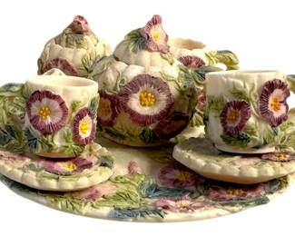 Tiny Resin Purple Peony Tea Set 