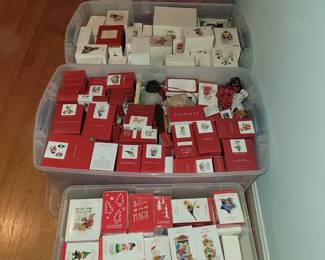 Tons and tons of Hallmark ornaments, yearly snowmen etc