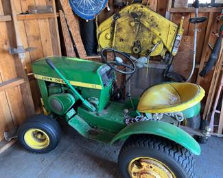 Restored John Deere 110 tractor & accessories