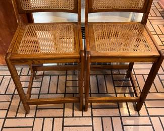 2 MCM caned bar stools