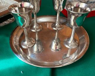 Italian silver plated cups and silver plated tray from Carver, MA