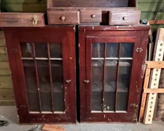 2 Antique glass front cabinets