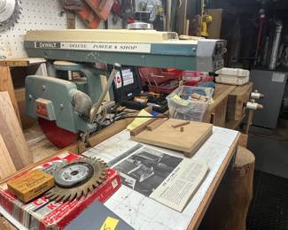 DeWalt delux power shop saw, with storage cabinet, blades and instructions