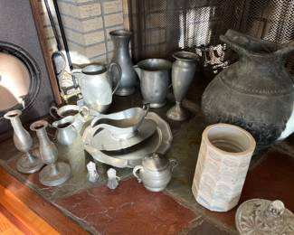 Assorted pewter items