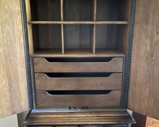 Interior of high boy dresser